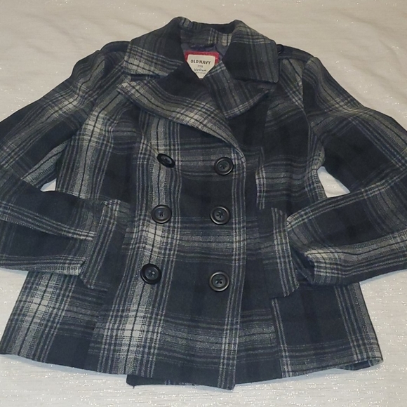 Old Navy Jackets & Blazers - 🤍plaid black gray coat🤍